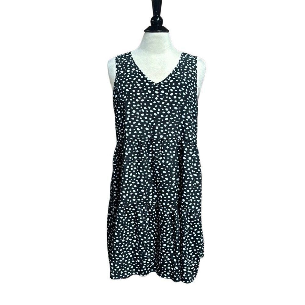P.S. Love Women’s Black & White Tiered Sleeveless Dress  Size Medium